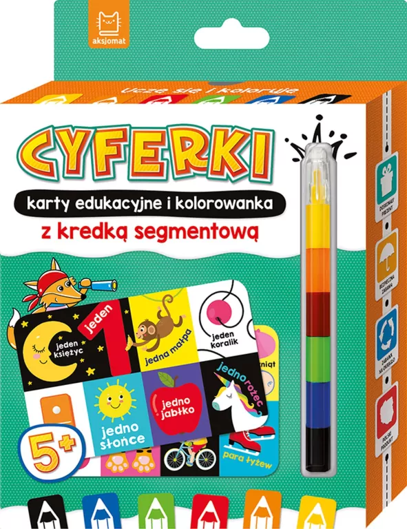 Uczę się i koloruję. Cyferki. Karty edukacyjne 5+ - tantis.pl