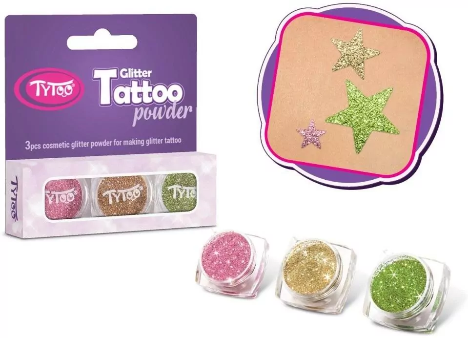 Tatuaże. Zestaw brokatów. 3 kolory - tantis.pl