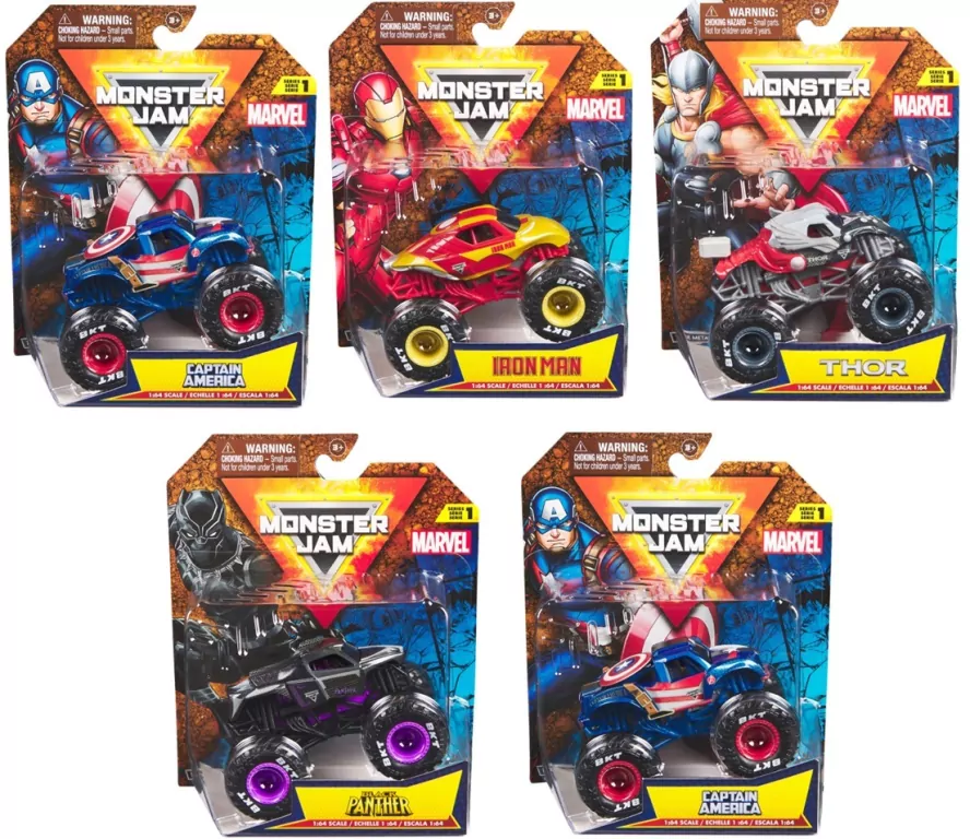 Monster Jam 1:64 Marvel die-cast mix - tantis.pl