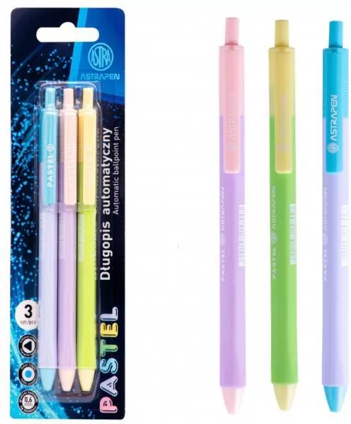 Długopis automatyczny 0,6mm. Pastel Pen. 3 sztuki - tantis.pl