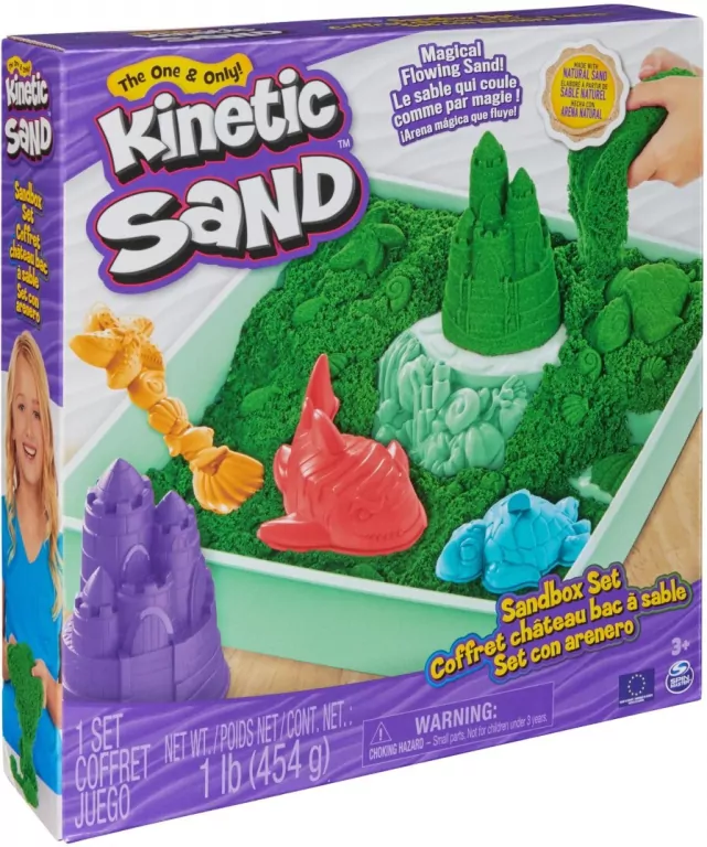 Kinetic Sand. Piasek z foremkami zielony - tantis.pl