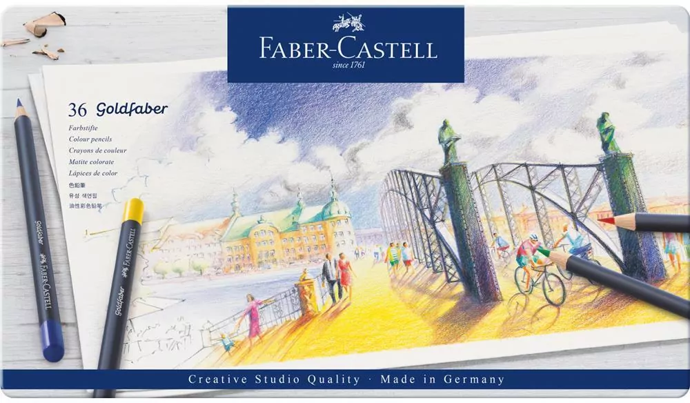 Kredki ołówkowe Goldfaber Faber-Castell 36 kolorów opakowanie metalowe - tantis.pl