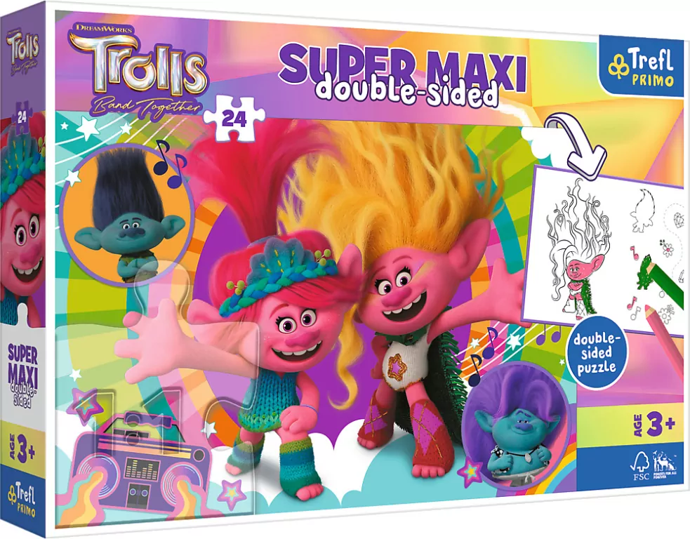 Puzzle 24. Super Maxi. Wesoły dzień Trolli. 41017 - tantis.pl