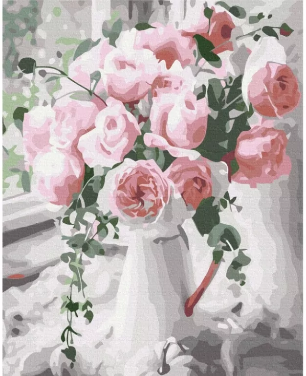 Malowanie po numerach BRUSHME 40x50cm Bukiet delikatnych róż - tantis.pl