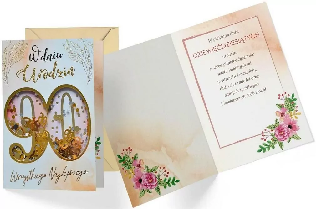 Karnet B6 konfetti. Urodziny 90 - tantis.pl