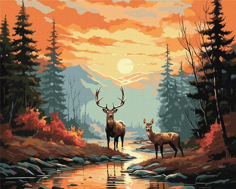 Malowanie po numerach. Elegancki jeleń 40x50cm - tantis.pl