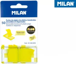 Indeksy transparentne Milan FLUO żółte 45 x 25 mm 50 szt.