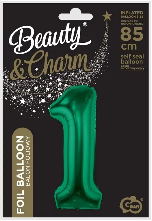 Balon foliowy B&C cyfra 1 zieleń butelkowa 85cm - tantis.pl