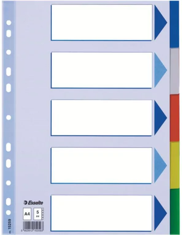 Esselte. Przekładki, A4 PP, 20 Kartek - tantis.pl