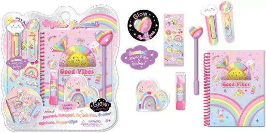 Pamiętnik na spirali z akcesoriami Tęcza