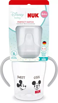 NUK. Butelka z uchwytem. 150 ml. 6 miesięcy. Miki - tantis.pl