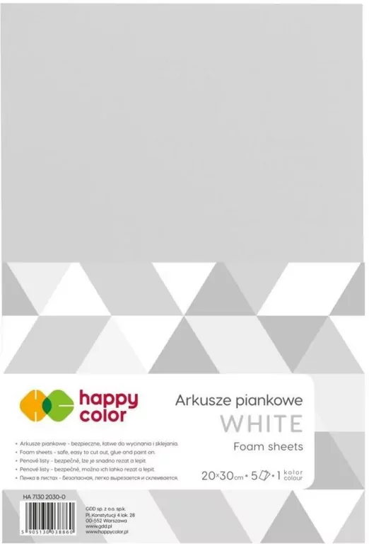 Arkusze piankowe A4 białe HAPPY COLOR - tantis.pl