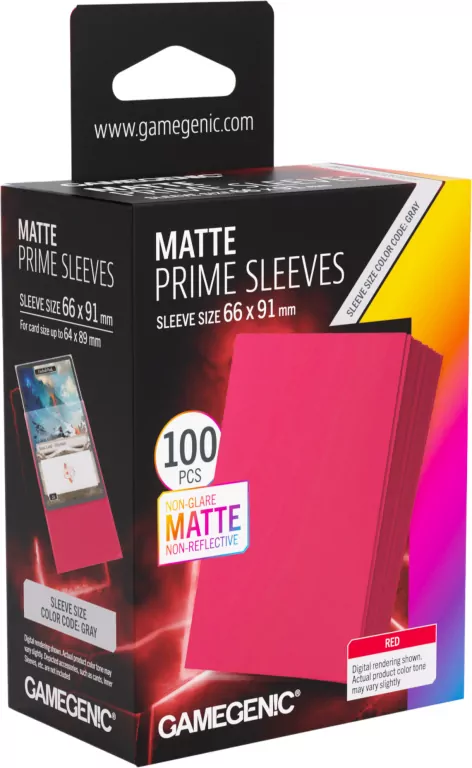 Gamegenic: Matte Prime Sleeves (66x91 mm) - Red - 100 sztuk - tantis.pl