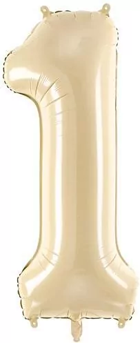 Balon foliowy cyfra 1 72cm beż - tantis.pl