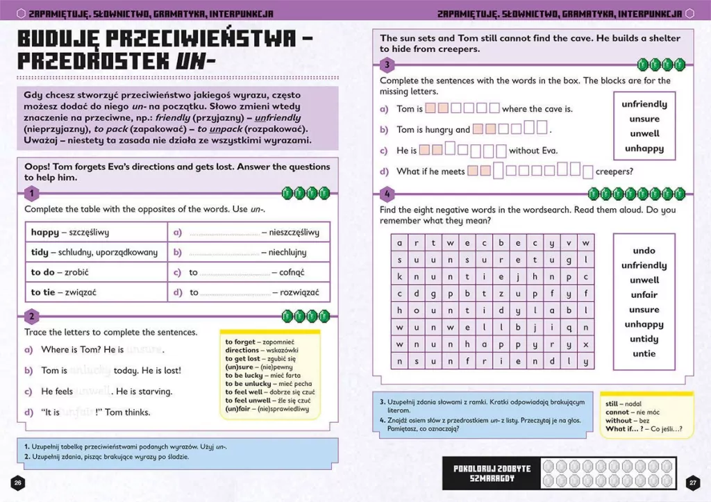 Język angielski. Megazadania 7+ Minecraft - tantis.pl