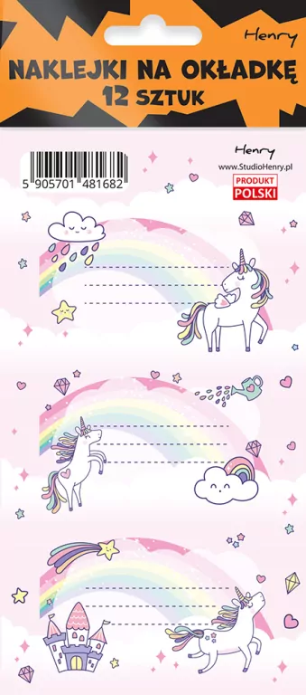 Naklejki na zeszyty - Unicorn tęcza - tantis.pl