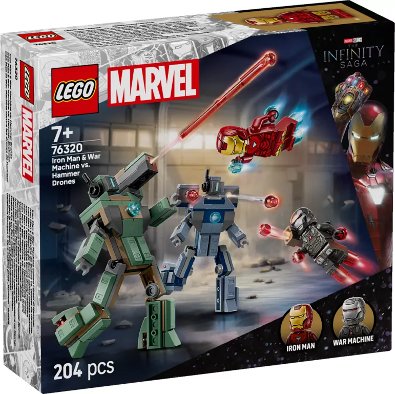 LEGO® Marvel. Iron Man i War Machine kontra drony Hammera 76320 - tantis.pl
