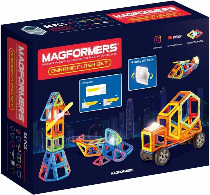 Magformers. Dynamic Flash. Klocki magnetyczne. 54 elementy - tantis.pl