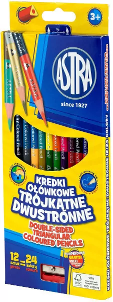 Kredki ołówkowe dwustronne. 24 kolory - tantis.pl
