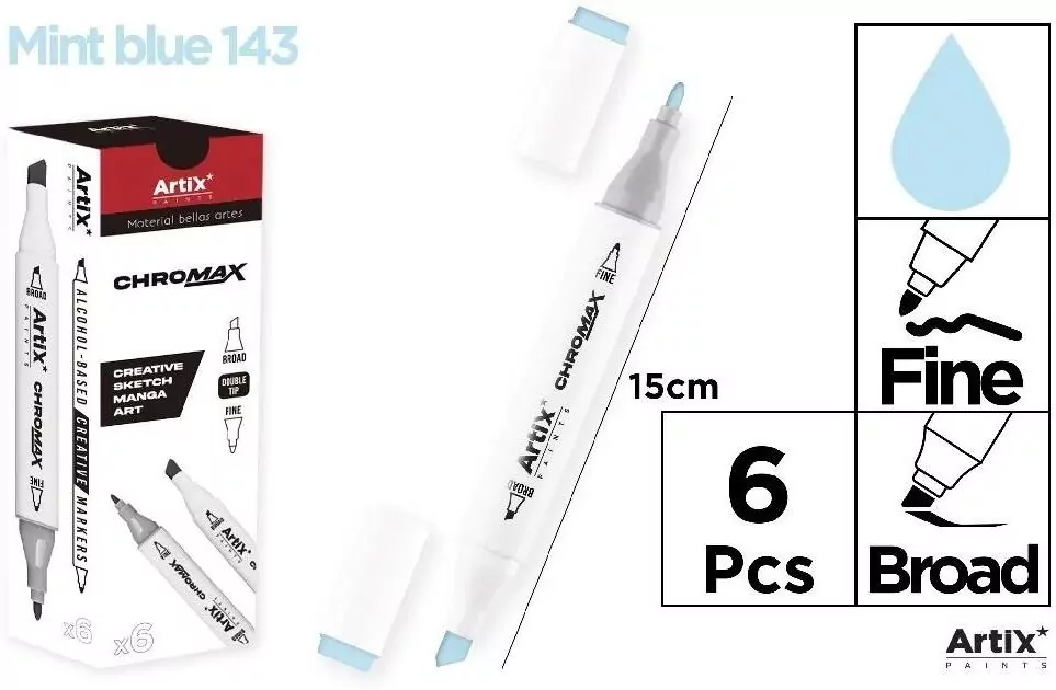 Marker Chromax z 2 końcówk. mint blue 143 - tantis.pl