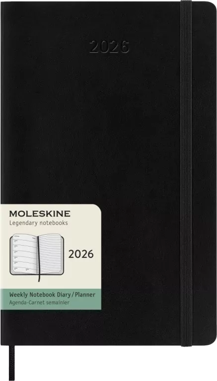 Kalendarz 2026 12M Moleskine L tygodniowy miękka oprawa czarny 13x21cm - tantis.pl