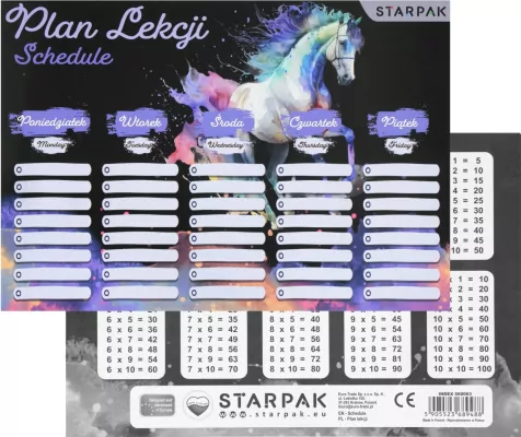 Plan lekcji z tabliczką mnożenia