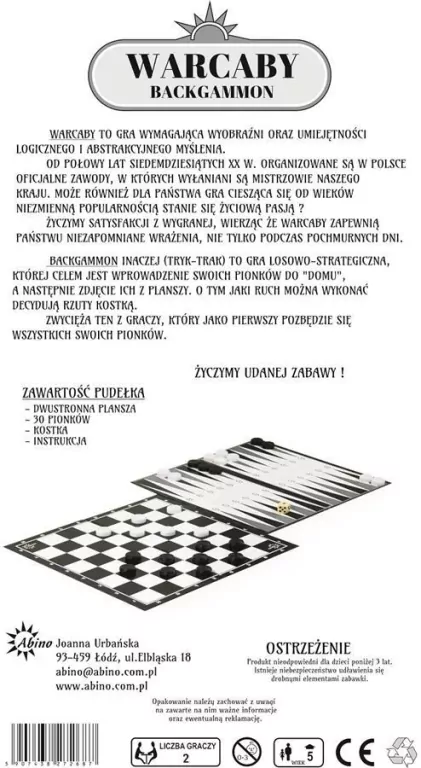 Warcaby - Backgammon ABINO - tantis.pl