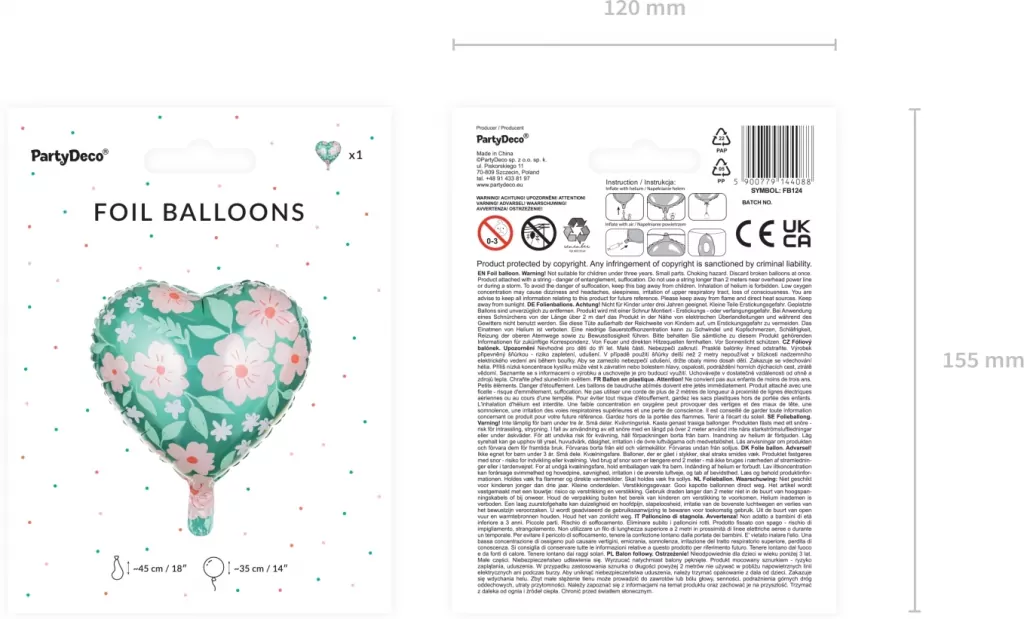 Balon foliowy Serce w kwiaty 45cm - tantis.pl