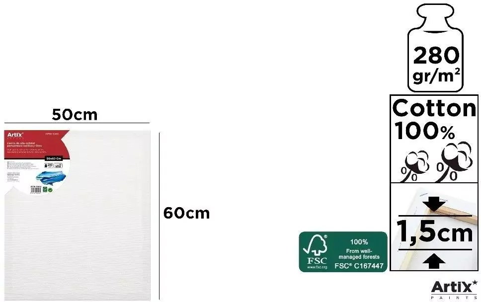 Podobrazie 50x60x1,5cm 280G/m2 - tantis.pl