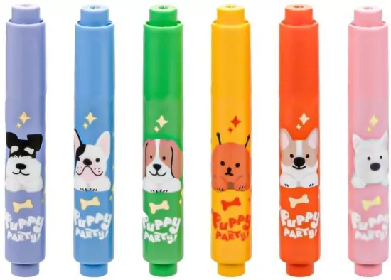 Zakreślacze mini Puppy Party 6 kolorów M&G