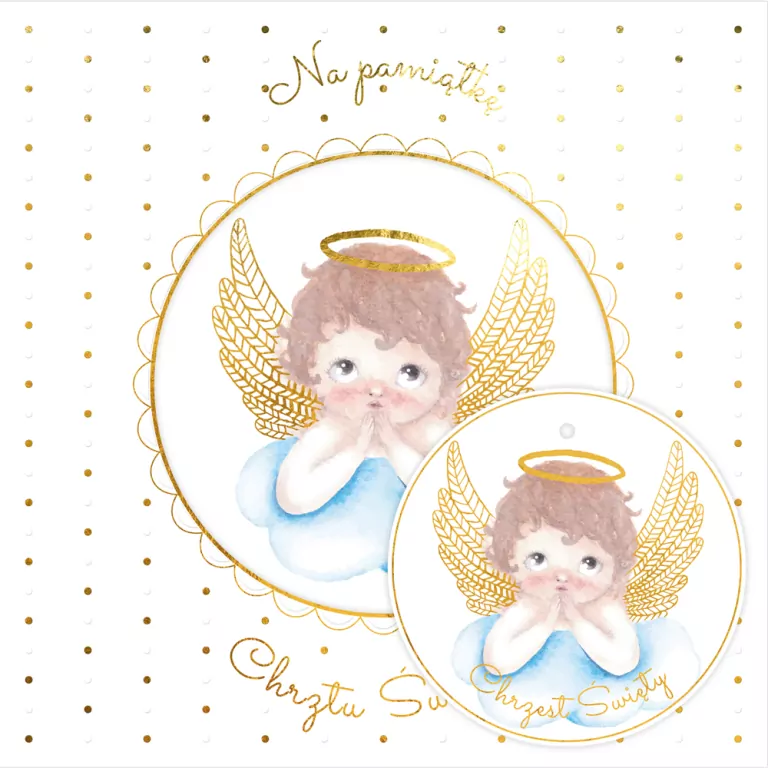 Karnet KW Chrzest Aniołek na chmurce - tantis.pl