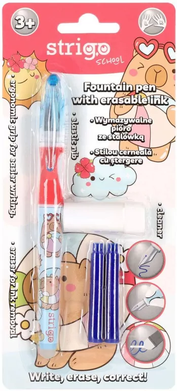 Pióro dla dzieci wymazywalne Kapibara niebieskie - tantis.pl