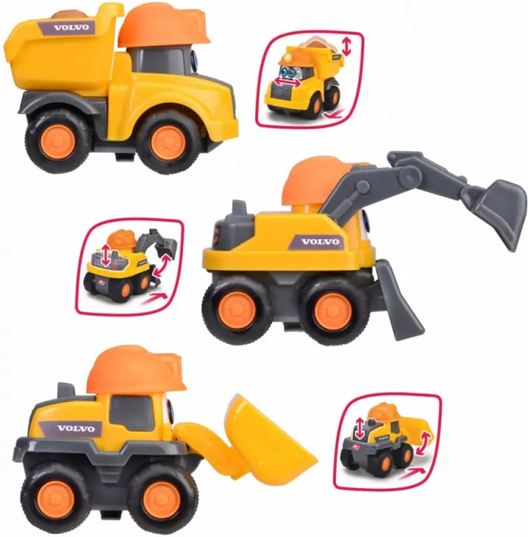 ABC Volvo. Pojazd budowlany 12cm. Mix 1 szt - tantis.pl