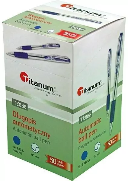 Długopis automat. z gripem 0,7mm niebieski (50szt) - tantis.pl