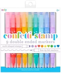 Flamastry dwustronne ze stempelkami. Confetti Stamp