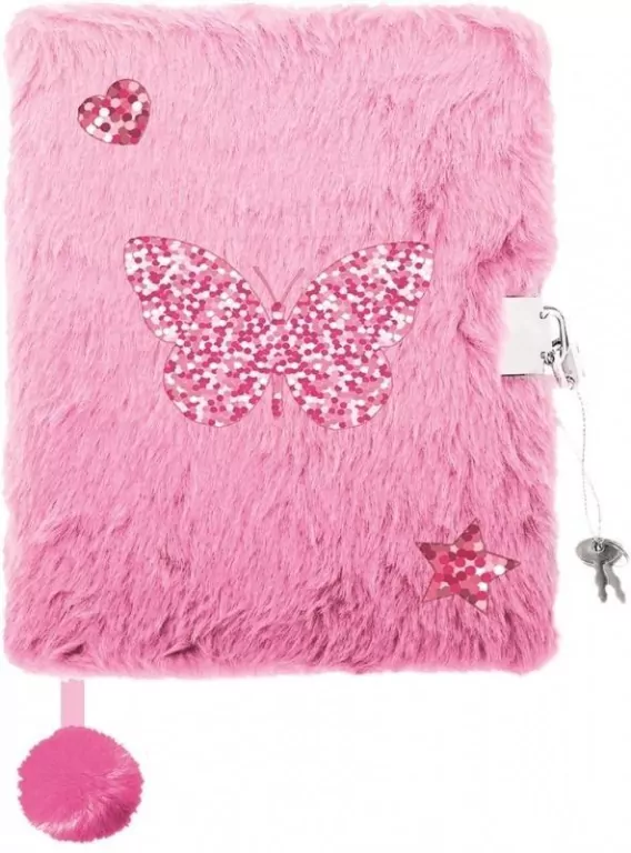 Pamiętnik A5/96K z kłódką 3D Shiny butterfly - tantis.pl