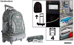 Plecak ze stelażem i kółkami 4 komory + piórnik