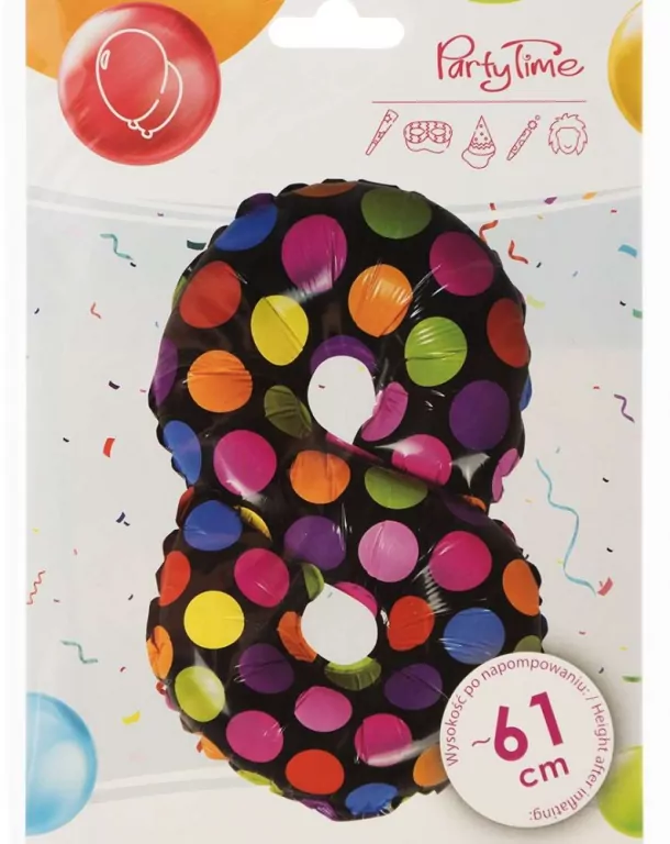 Balon foliowy cyferka 8 w kropki - tantis.pl