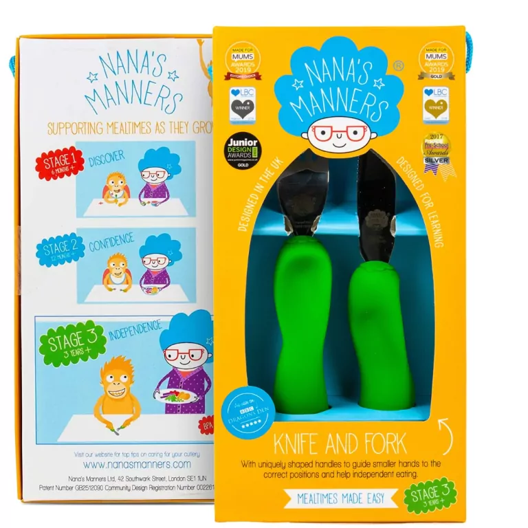 Nana's Manners Sztućce kształtujące chwyt zielony - tantis.pl