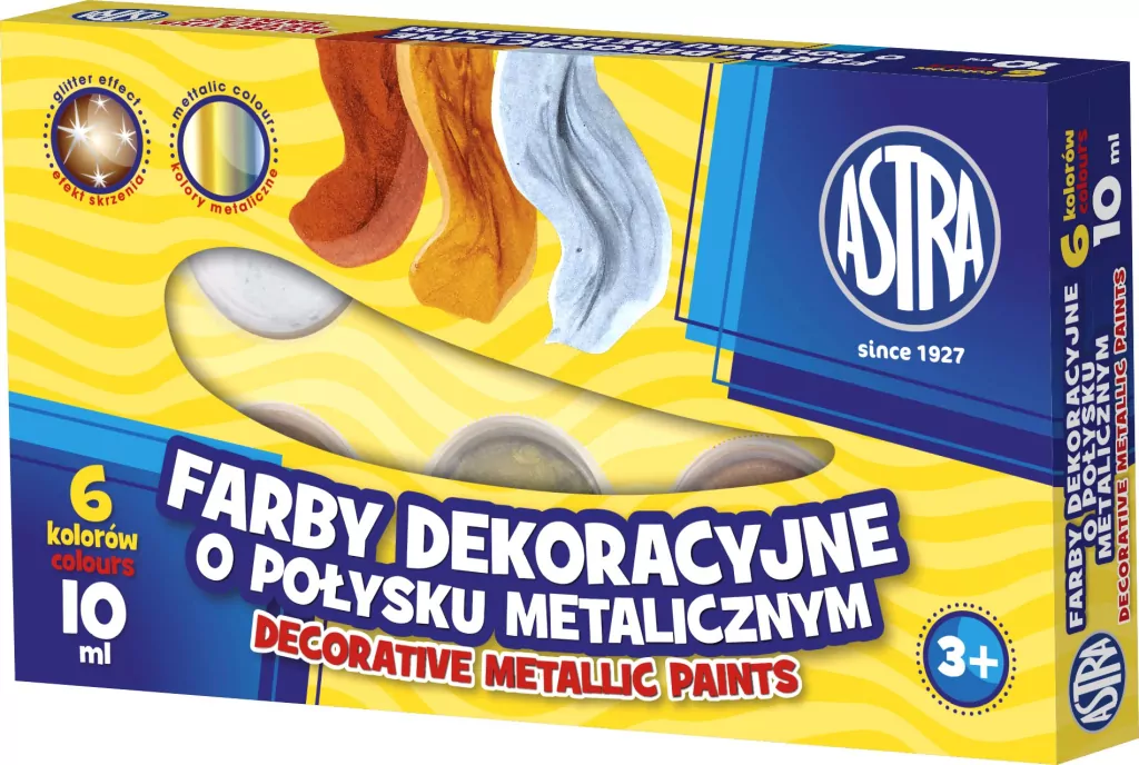 Farby dekoracyjne o połysku metalicznym 6 kolorów 10 ml - tantis.pl