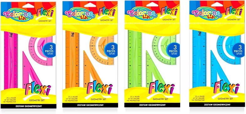 Zestaw geometryczny flexi 15 cm 3 elementowy 4 kolory Colorino Kids - tantis.pl