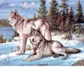 Mozaika diamentowa 5D - Wilki 40x30cm - tantis.pl