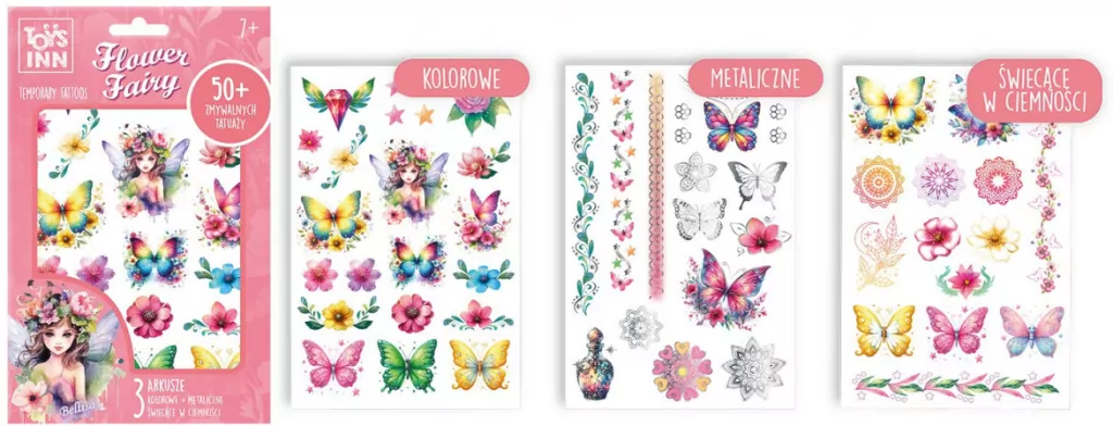 Tatuaże Flower Fairy Bellisa różowy. ToysInn - tantis.pl