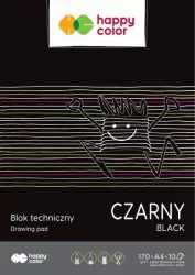 Blok techniczny A4 170g 10 ark czarny HAPPY COLOR