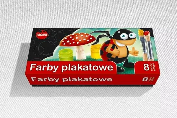 Farby plakatowe 8 kolorów 20ml MONA - tantis.pl