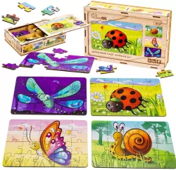 Puzzle drewniane 4w1 owady