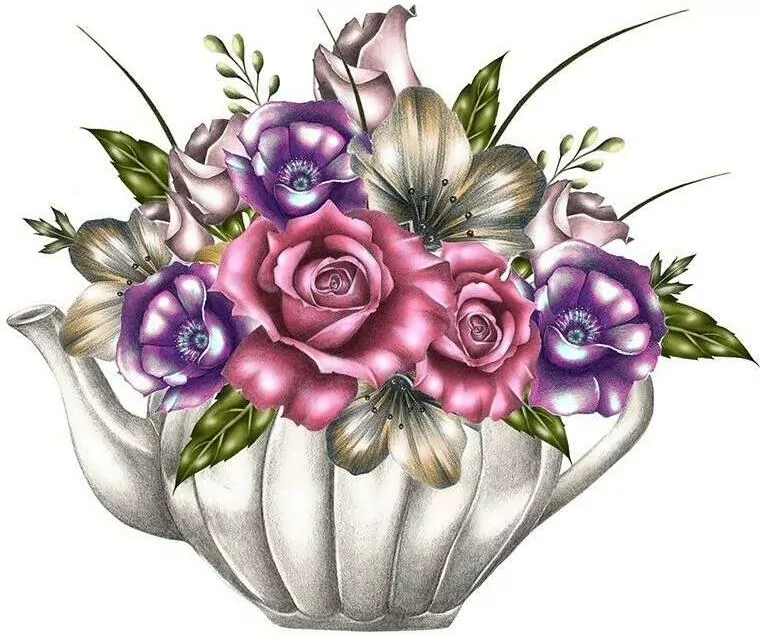 Karnet Swarovski kwadrat CL0329 Kwiaty w imbryku - tantis.pl
