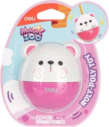 Temperówka 1 otwór z pojemnik Animals różowa