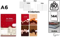 Notatnik A6/144K magnes ice cream MIX