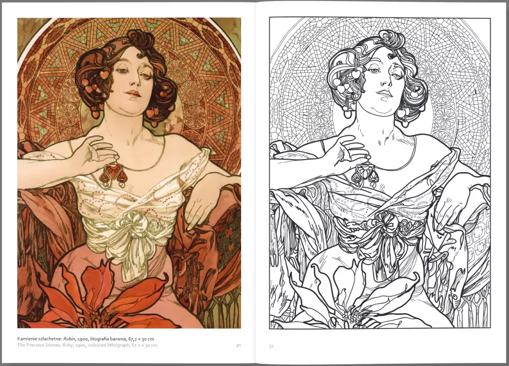 Alfons Mucha - zeszyt do kolorowania - tantis.pl